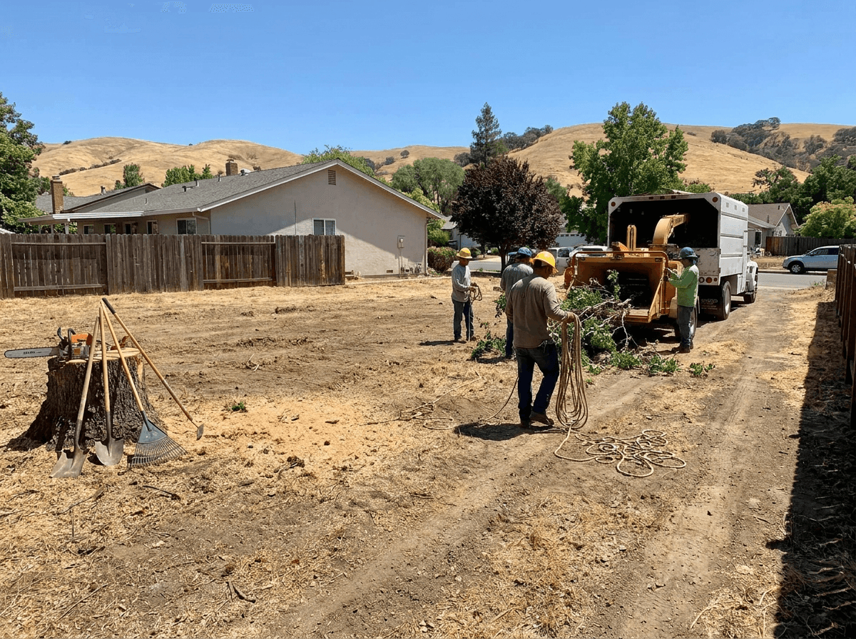 Large oak tree removal in San Andreas CA residential yard